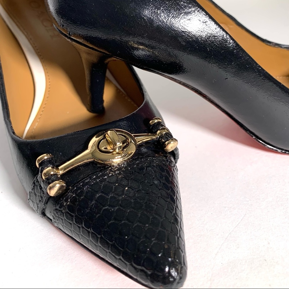 Coach Black Lauri Pointed Toe Red Bottom Heels 5.5 - Picture 6 of 10